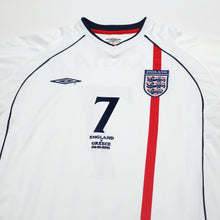 Load image into Gallery viewer, 2001/03 Beckham #7 England Vintage Umbro Home Greece Football Shirt (L)2