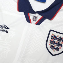 Load image into Gallery viewer, 1993/95 England Vintage Umbro Home Football Shirt (XL)6