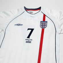 Load image into Gallery viewer, 2001/03 Beckham #7 England Vintage Umbro Home L/S Greece Football Shirt (M)
