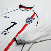 Load image into Gallery viewer, 2001/03 Beckham #7 England Vintage Umbro L/S Home Greece Football Shirt (S)5