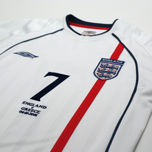 Load image into Gallery viewer, 2001/03 Beckham #7 England Vintage Umbro L/S Home Greece Football Shirt (S)4