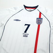 Load image into Gallery viewer, 2001/03 BECKHAM #7 England Vintage Umbro L/S Home Greece Football Shirt (L)2