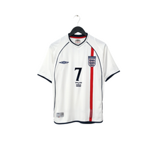 Load image into Gallery viewer, 2001/03 Beckham #7 England Vintage Umbro Home Greece Football Shirt (S) WC 20020
