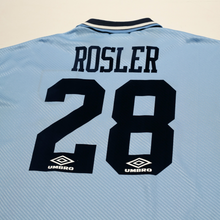 Load image into Gallery viewer, 1993/95 Rosler #28 Manchester City Vintage Umbro Home Football Shirt (L)10