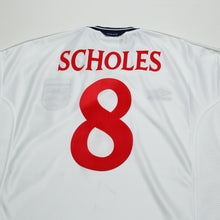 Load image into Gallery viewer, 1999/01 Scholes #8 England Vintage Umbro Home Football Shirt (L) Euro 20007