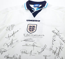 Load image into Gallery viewer, 1995 ENGLAND Vintage Umbro Home MATCH WORN/ISSUED/SIGNED Football Shirt (XL)
