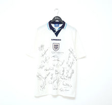 Load image into Gallery viewer, 1995 ENGLAND Vintage Umbro Home MATCH WORN/ISSUED/SIGNED Football Shirt (XL)