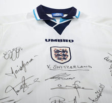 Load image into Gallery viewer, 1995 ENGLAND Vintage Umbro Home MATCH WORN/ISSUED/SIGNED Football Shirt (XL)