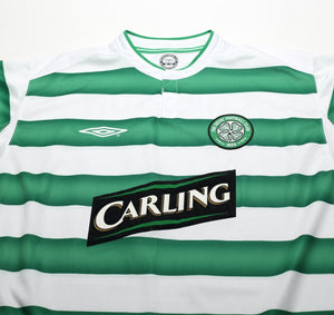 2003/04 LARSSON #7 Celtic Vintage Umbro European Home Football Shirt (L)