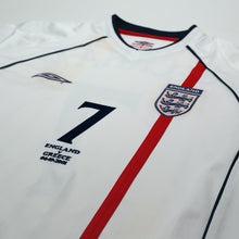 Load image into Gallery viewer, 2001/03 Beckham #7 England Vintage Umbro Home Greece Football Shirt (XL)4
