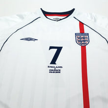 Load image into Gallery viewer, 2001/03 BECKHAM #7 England Vintage Umbro L/S Home Greece Football Shirt (L)3

