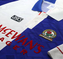 Load image into Gallery viewer, 1992/94 SHEARER #9 Blackburn Rovers Vintage Asics Home Football Shirt (XL)
