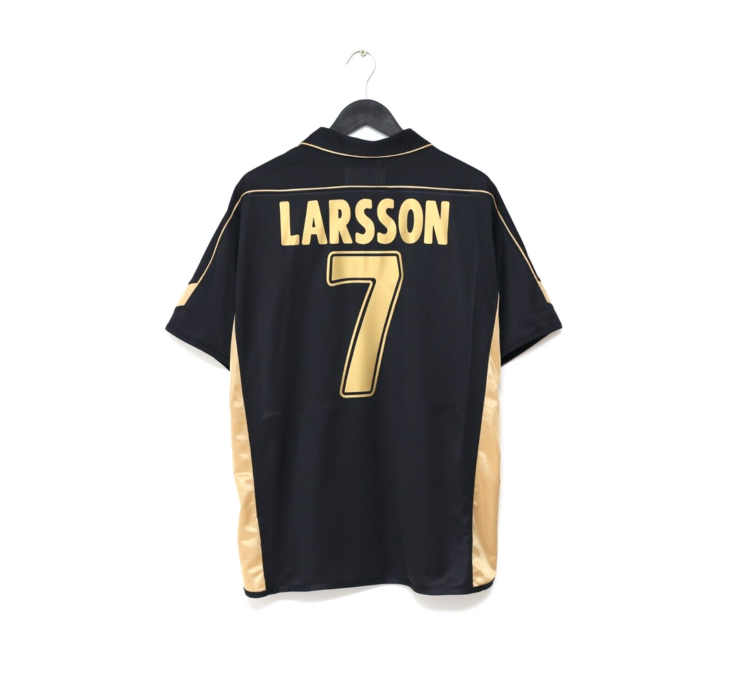 2003/04 LARSSON #7 Celtic Vintage Umbro European Away Football Shirt (L)
