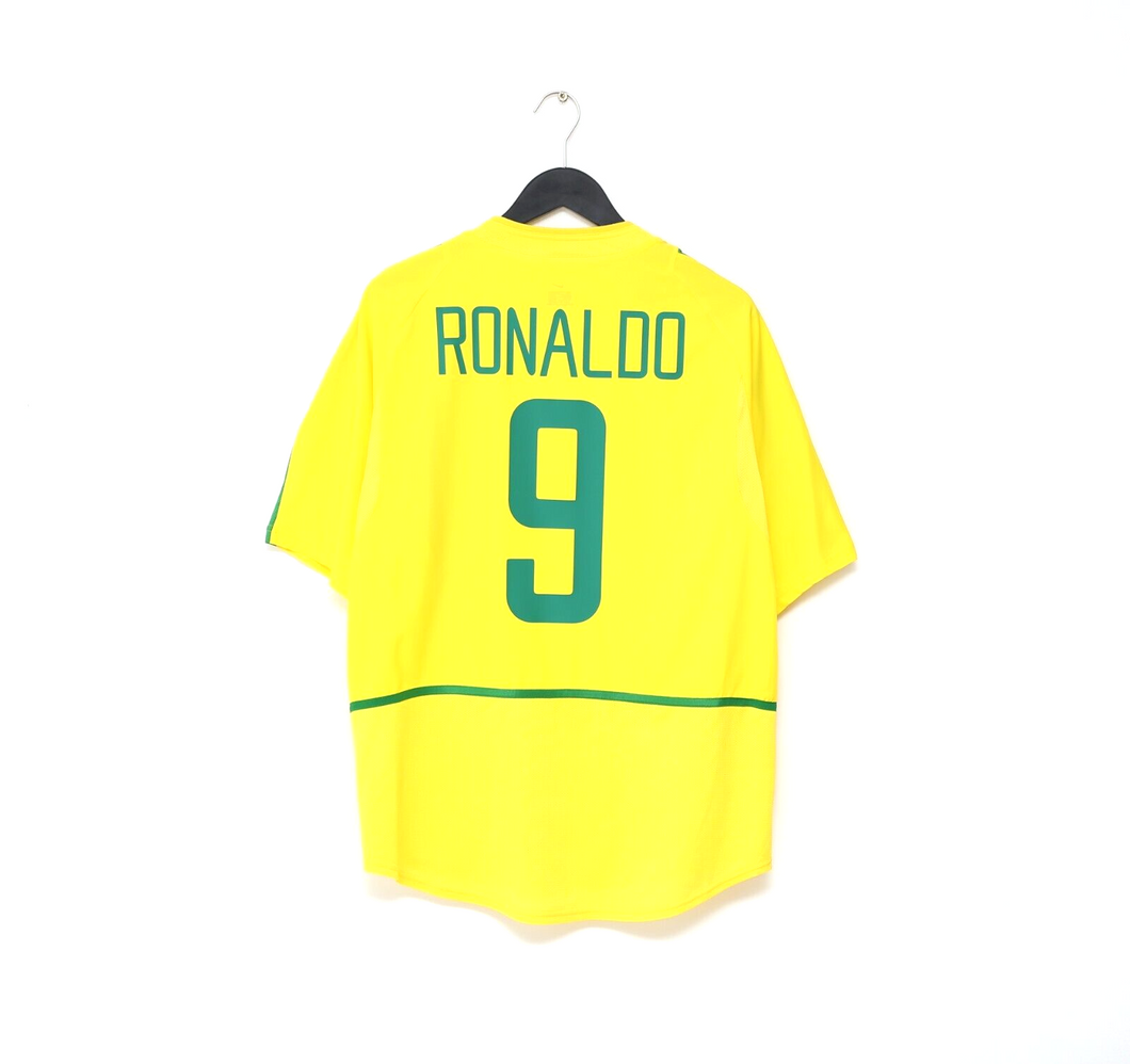 2002/04 RONALDO #9 Brazil Vintage Nike WC 2002 Home Football Shirt (L)