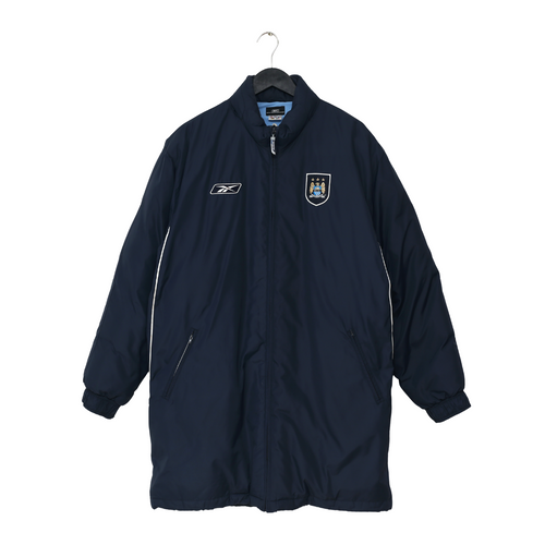 2003/04 MANCHESTER CITY Vintage Reebok Padded Football Bench Coat Jacket (M)0