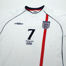 Load image into Gallery viewer, 2001/03 Beckham #7 England Vintage Umbro Home Greece Football Shirt (XL)2
