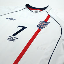 Load image into Gallery viewer, 2001/03 Beckham #7 England Vintage Umbro Home Greece Football Shirt (XL)4
