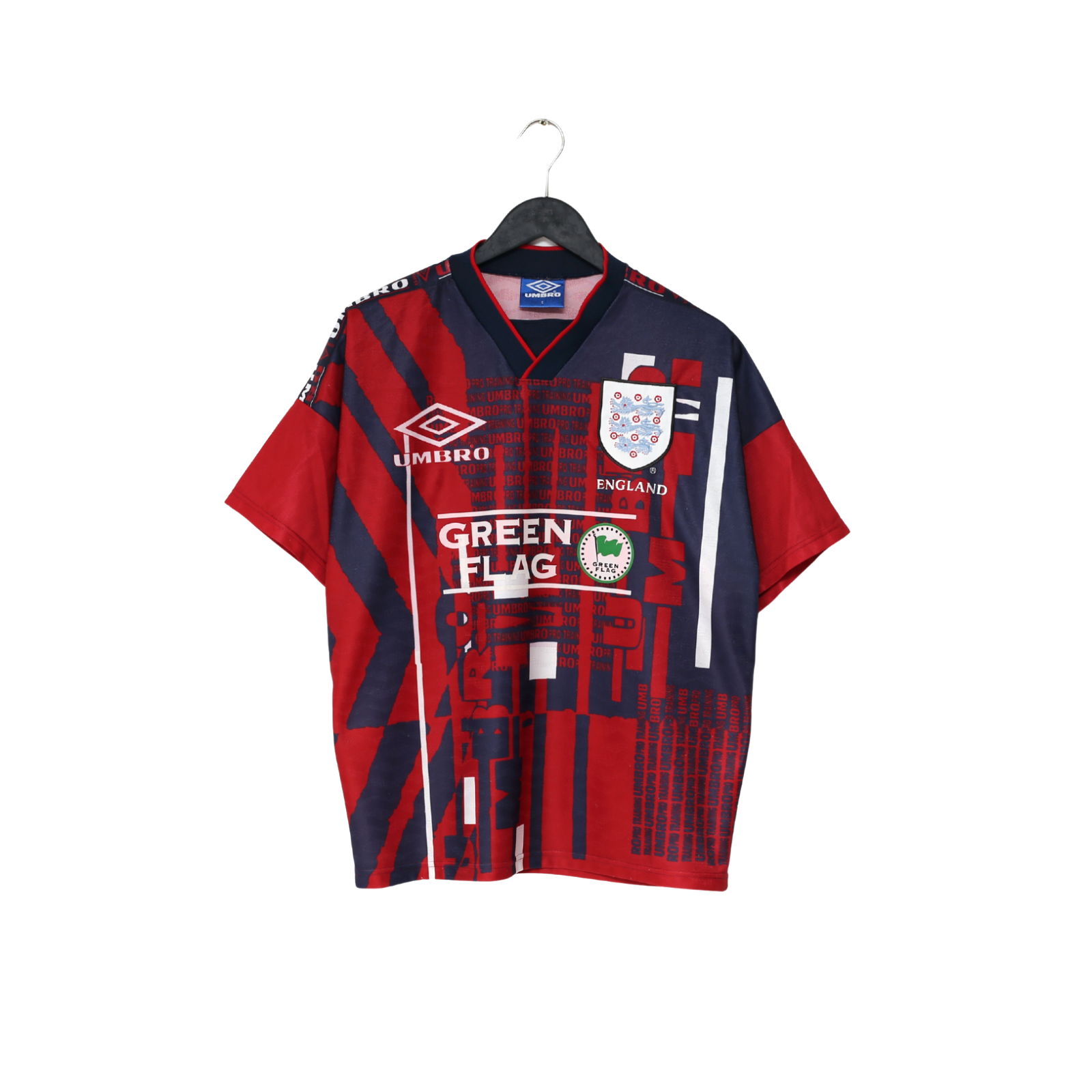 1996/97 ENGLAND Vintage Green Flag Umbro Football Training Shirt