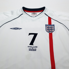 Load image into Gallery viewer, 2001/03 BECKHAM #7 England Vintage Umbro Home Greece Football Shirt (XL) 2002 WC3
