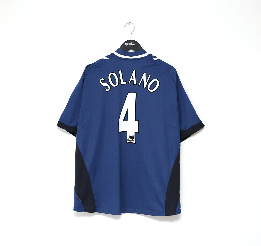 2001/02 SOLANO #4 Newcastle United Vintage adidas Away Football Shirt (XL)