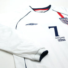 Load image into Gallery viewer, 2001/03 BECKHAM #7 England Vintage Umbro L/S Home Greece Football Shirt (L)6
