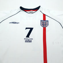 Load image into Gallery viewer, 2001/03 Beckham #7 England Vintage Umbro Home Greece Football Shirt (XL)3
