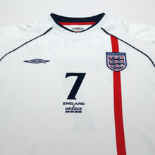 Load image into Gallery viewer, 2001/03 Beckham #7 England Vintage Umbro Home Greece Football Shirt (XL)3
