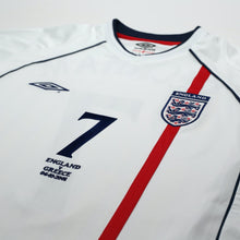 Load image into Gallery viewer, 2001/03 BECKHAM #7 England Vintage Umbro Home Greece Football Shirt (L)4
