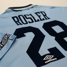 Load image into Gallery viewer, 1993/95 Rosler #28 Manchester City Vintage Umbro Home Football Shirt (L)14
