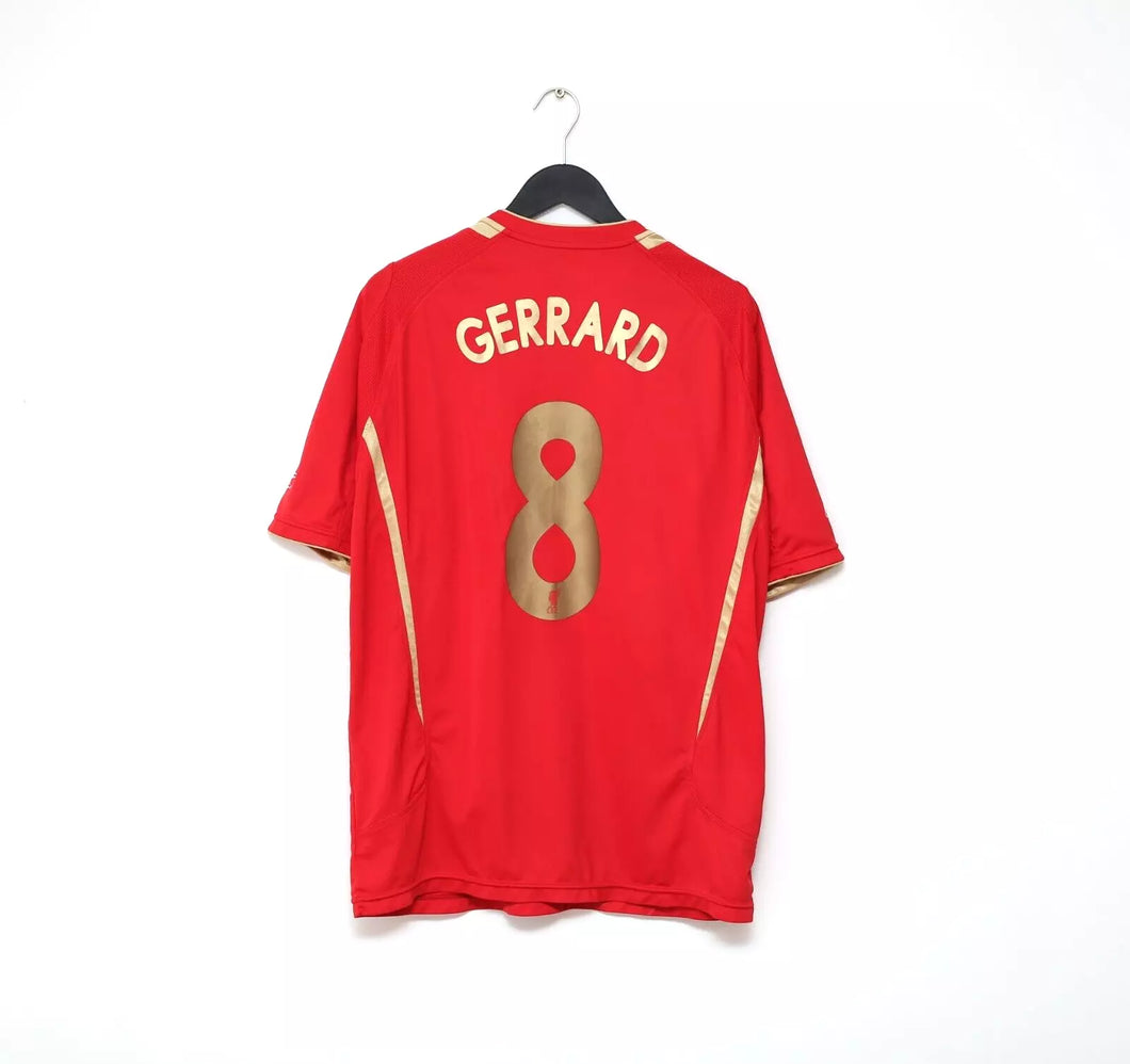 2005/06 GERRARD #8 Liverpool Vintage Reebok UCL Home Football Shirt Jersey (L)