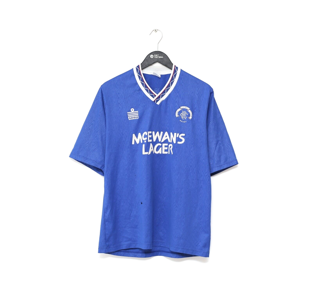 1990/92 RANGERS Vintage Admiral Home Football Shirt Jersey (L)