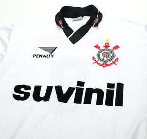 1996 EDMUNDO #8 Corinthians Vintage Penalty Home Football Shirt Jersey (M)