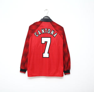 1996/98 CANTONA #7 Manchester United Vintage Umbro LS Home Football Shirt (M)
