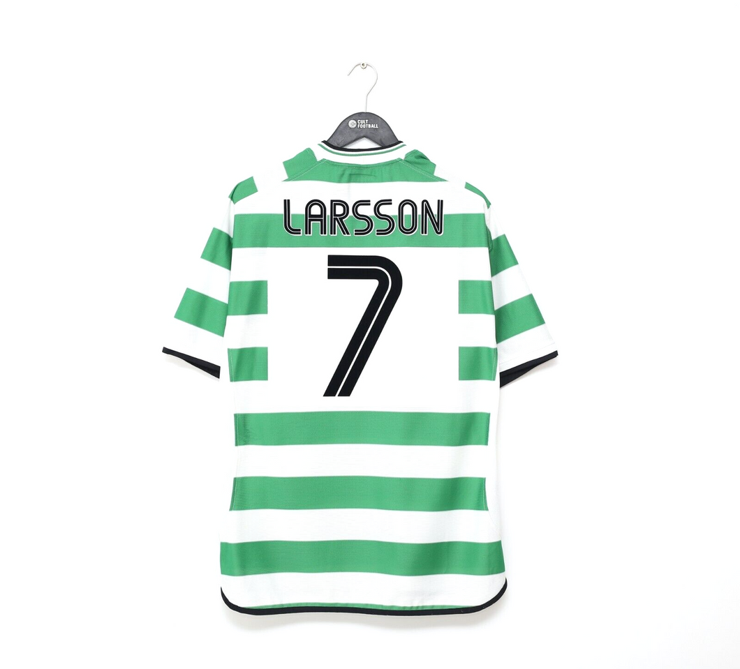 2001/03 LARSSON #7 Celtic Vintage Umbro European Home Football Shirt (XL) Sweden