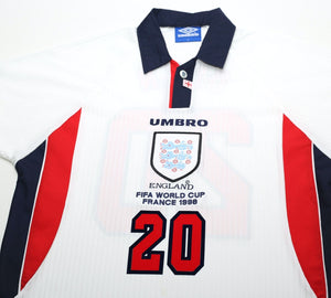 1997/99 OWEN #20 England Vintage Umbro Home Football Shirt (L) World Cup 1998