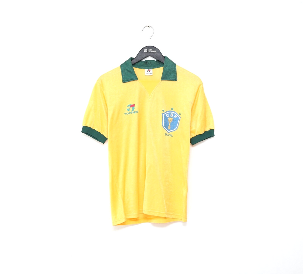 1988/91 BRAZIL Vintage Topper Home Football Shirt Jersey (S/M)
