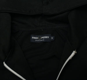 FRED PERRY Men's Zip Through Taped Black Hoodie Track Top Jacket (M)
