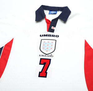 1997/99 BECKHAM #7 England Vintage Umbro Home Football Shirt (XL) World Cup 1998