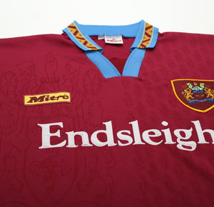 1995/96 BURNLEY FC Vintage Mitre Home Football Shirt Jersey (XL)