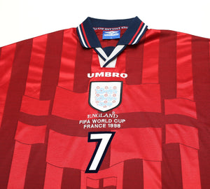 1997/99 BECKHAM #7 England Vintage Umbro Away Football Shirt (XL) World Cup 98