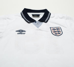 1990/92 GASCOIGNE #19 England Retro Umbro Home Football Shirt (S) Italia 90
