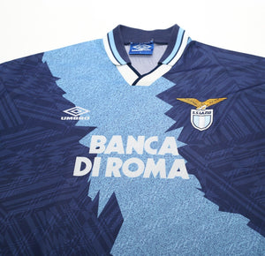 1994/96 SS LAZIO Vintage Umbro Football Away Shirt (L) Gascoigne Era