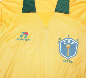 1988/91 BRAZIL Vintage Topper Home Football Shirt Jersey (S/M)