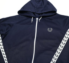 Load image into Gallery viewer, FRED PERRY Men&#39;s Zip Through Taped Navy Hoodie Track Top Jacket (M)
