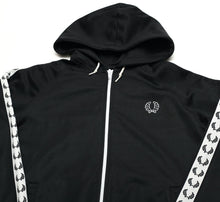 Load image into Gallery viewer, FRED PERRY Men&#39;s Zip Through Taped Black Hoodie Track Top Jacket (M)

