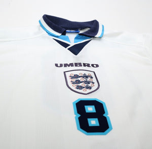 1995/97 GASCOIGNE #8 England Vintage Umbro Home Football Shirt (M/L) Euro 96