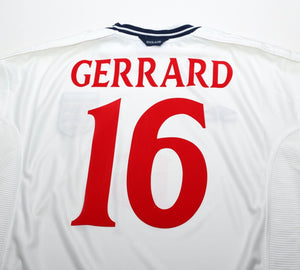 1999/01 GERRARD #16 England Vintage Umbro Home Football Shirt (L) Euro 2000