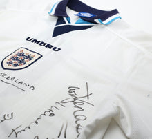 Load image into Gallery viewer, 1995 ENGLAND Vintage Umbro Home MATCH WORN/ISSUED/SIGNED Football Shirt (XL)
