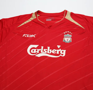 2005/06 GERRARD #8 Liverpool Vintage Reebok UCL Home Football Shirt Jersey (L)