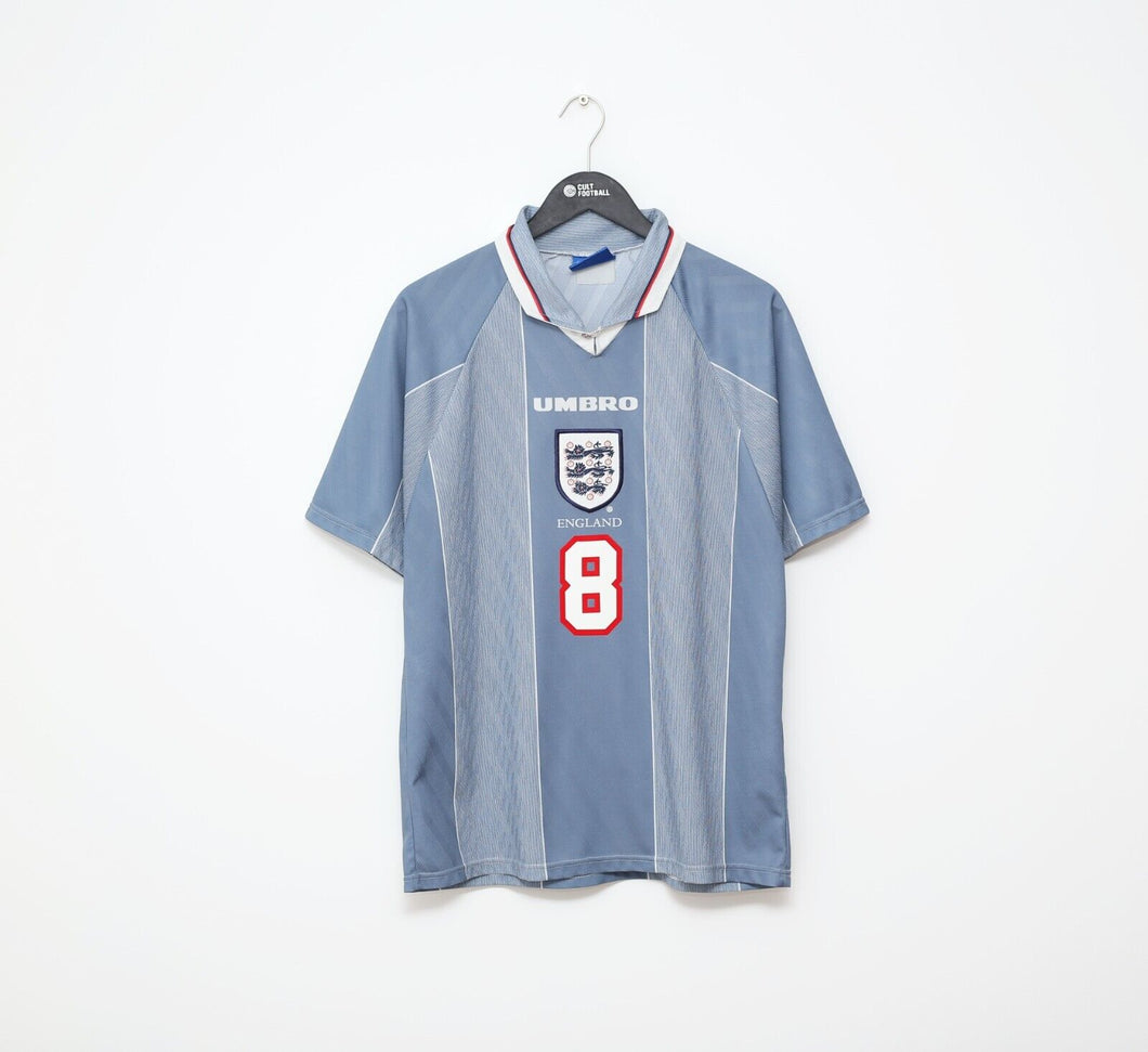 1996/97 GASCOIGNE #8 England Vintage Umbro Away Football Shirt (M/L) Euro 96